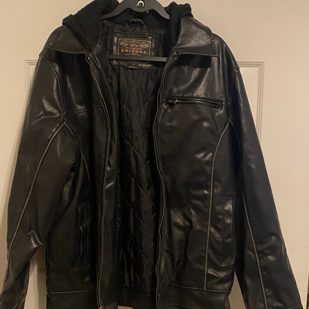 Arizona Jean Company Black faux Leather Bomber Jacket for Men
